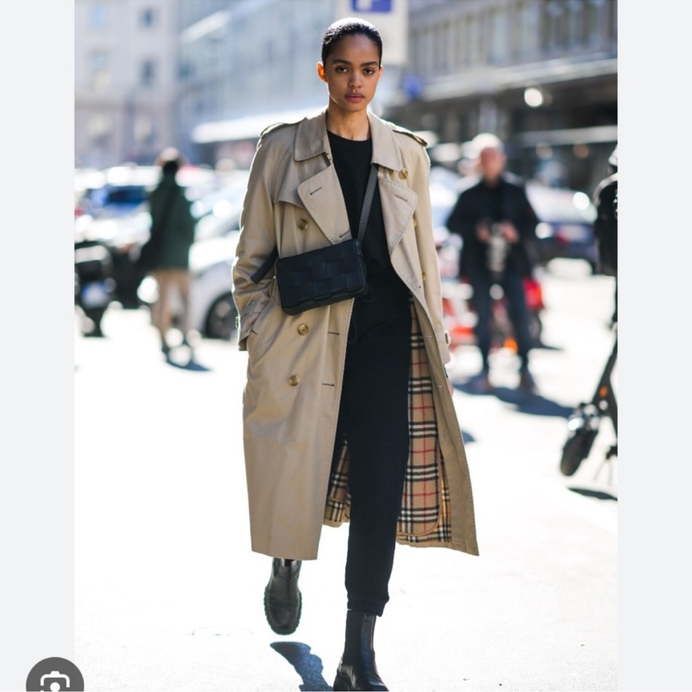 Burberry classic plaid checkered trench coat USA 6 long